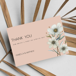 Chic peach white mint floral spring Thank You  Invitation