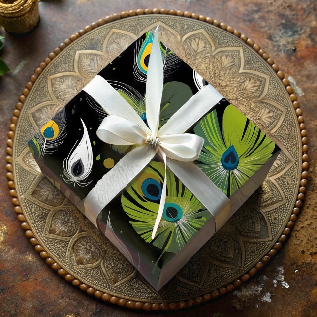 Chic Peacock Feather Gifts for a Bird Watcher Wrapping Paper (Chic Peacock Feather Gifts for a Bird Watcher Wrapping Paper)