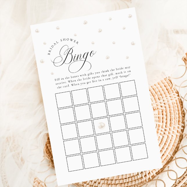 Chic Pearl Bridal Shower Gift Bingo Game (Creator Uploaded)