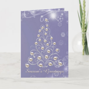 Chic Pearl Christmas Tree Holiday Greeting Card