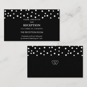Chic Pearl Confetti on Black Wedding Enclosure Card
