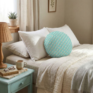 Chic Pearl & Turquoise Round Pillow