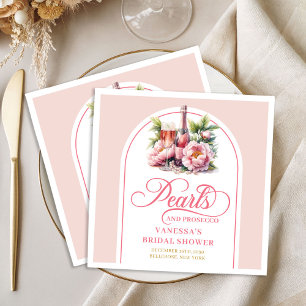 Chic Pearls and Prosecco Bridal Shower Napkins