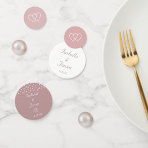Chic pearls & hearts on dusty rose Wedding Confetti