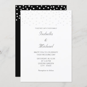 Chic Pearls on Black and White Wedding Invitation