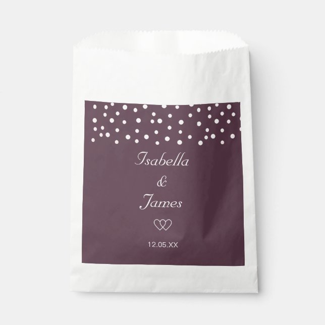 Chic pearls on cassis Wedding Favour Bags (Front)