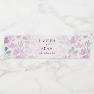 Chic Peony Watercolor Wedding Water Bottle Label