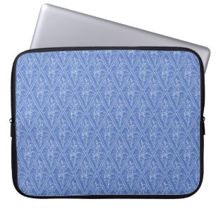 Chic Periwinkle Blue Floral Diamond Pattern Laptop Sleeve
