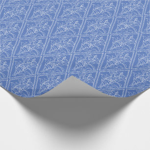 Chic Periwinkle Blue Floral Diamond Pattern Wrapping Paper