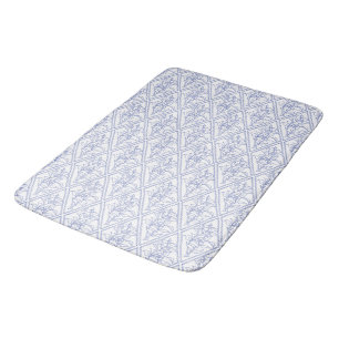 Chic Periwinkle Blue White Floral Diamond Pattern Bath Mat