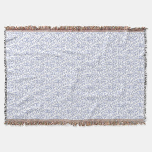 Chic Periwinkle Blue White Floral Diamond Pattern Throw Blanket