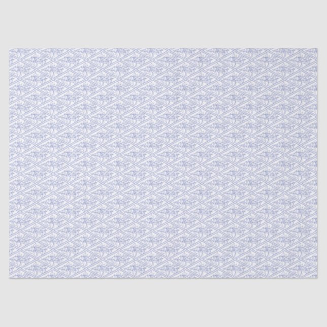 Chic Periwinkle Blue White Floral Diamond Pattern Tissue Paper (Front)