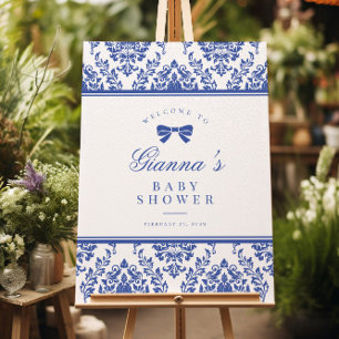 Chic Periwinkle Ribbon Baby Shower Welcome Sign