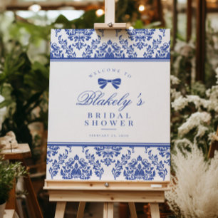 Chic Periwinkle Ribbon Bridal Shower Welcome Sign