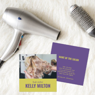 Chic Personalise Photo Hairdresser Barber Salon Square Business Card