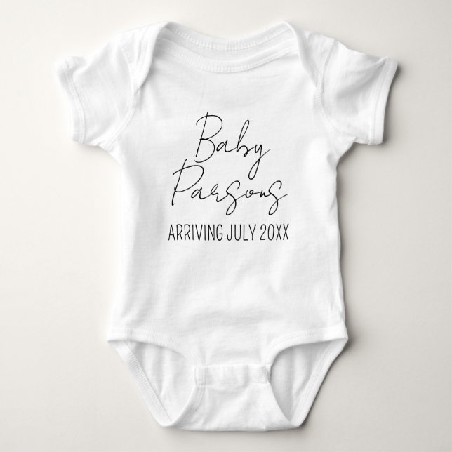 Chic Personalised Birth Announcement Custom Name  Baby Bodysuit (Front)