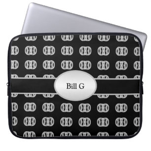 Chic Personalised Black & Silver Pattern Laptop Sleeve