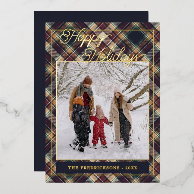Chic Personalised Classic Plaid Pattern Gold (Front/Back)