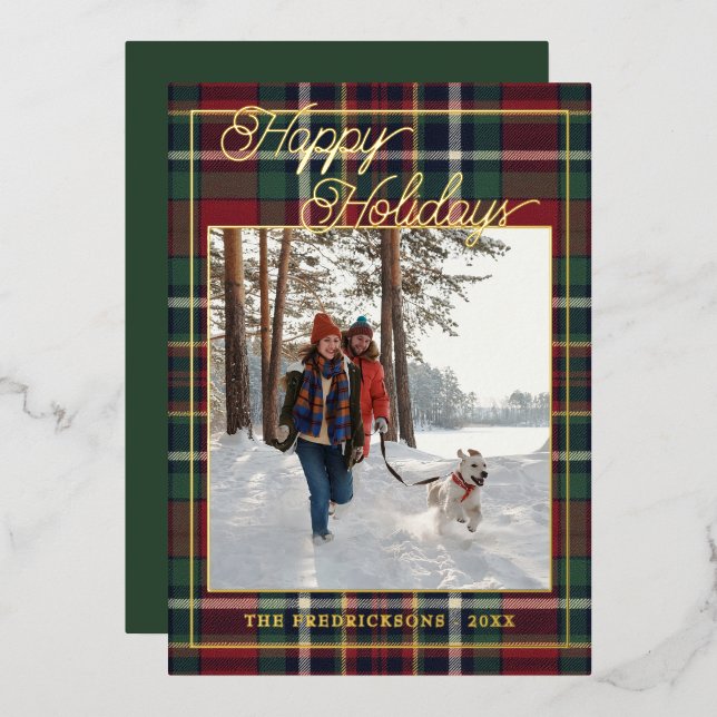 Chic Personalised Classic Plaid Pattern Gold (Front/Back)