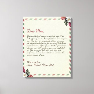 Chic Personalised Love Letter Handwritten couples  Canvas Print