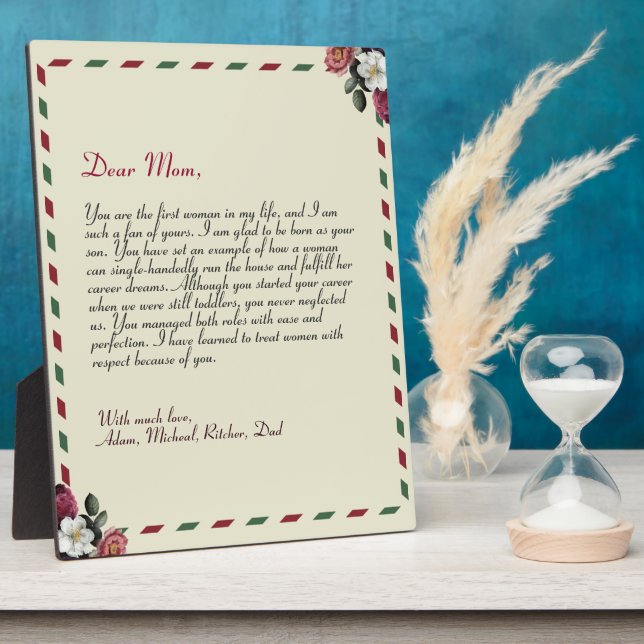 Chic Personalised Love Letter Handwritten gift Plaque (Side)