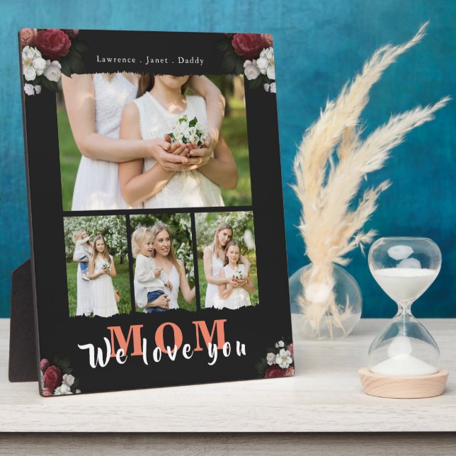 Chic Personalised Love You Mum 4 Family Photo Plaque (Side)