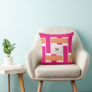 Chic Personalised Monogram Feminine Stripe Pattern Cushion