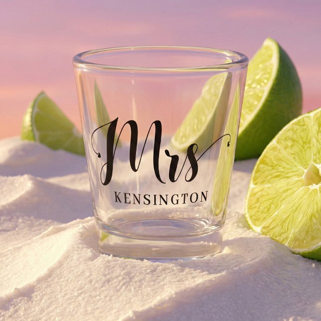 Chic Personalised Mrs Newlywed Typography Shot Glass (Creator Uploaded)
