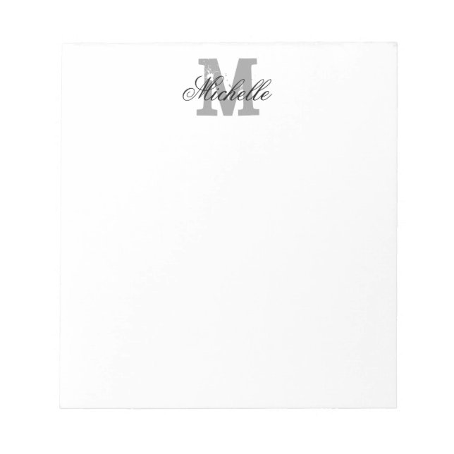 Chic personalised name monogram writing notepad (Front)