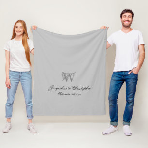 Chic Personalised Newlywed Keepsake Monogram Fleece Blanket