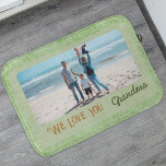 Chic Personalised Photo Text Grandma Gift Green Bath Mat<br><div class="desc">Add a touch of personality to your bathroom with our Chic Personalised Photo Text Bath Mat. This bath mat is a perfect way to make your bathroom truly unique, featuring a customisable front side with your photo and text. The vintage floral design provides a beautiful backdrop for your customised image...</div>