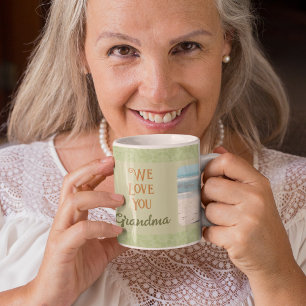 Chic Personalised Photo Text Grandma Gift Green Coffee Mug