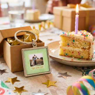 Chic Personalised Photo Text Grandma Gift Key Ring