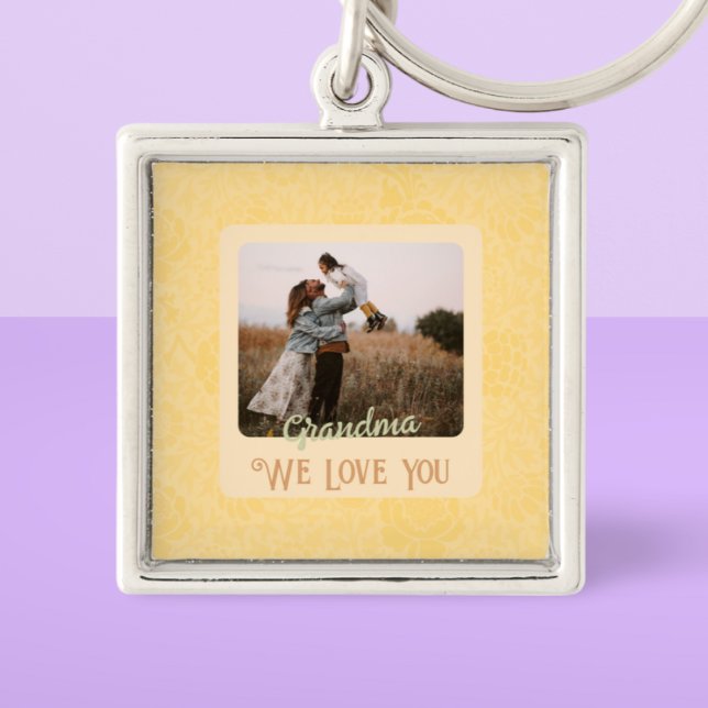 Chic Personalised Photo Text Grandma Gift Key Ring (Creator Uploaded)