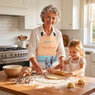 Chic Personalised Photo Text Grandma Gift Orange Apron
