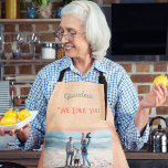 Chic Personalised Photo Text Grandma Gift Orange Apron<br><div class="desc">Cook in style with our Chic Personalised Photo Text Apron. This apron is the perfect way to add a personal touch to your cooking routine, featuring a custom front side with your photo and text. The vintage floral design provides a beautiful backdrop for your customised image and text, making it...</div>