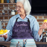 Chic Personalised Photo Text Grandma Gift Violet Apron<br><div class="desc">Cook in style with our Chic Personalised Photo Text Apron. This apron is the perfect way to add a personal touch to your cooking routine, featuring a custom front side with your photo and text. The vintage floral design provides a beautiful backdrop for your customised image and text, making it...</div>