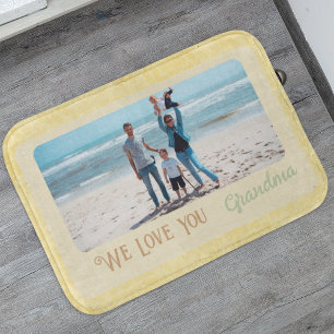 Chic Personalised Photo Text Grandma Gift Yellow Bath Mat