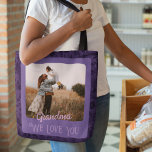 Chic Personalised Photo Text Grandma Mum Gift Tote Bag<br><div class="desc">Make your everyday bag unique with our Chic Personalised Photo Text Tote Bag! This stylish tote bag features a customisable photo and text on the front to showcase your favourite memory or design. But that's not all - the backside also features a customisable photo and text, so you can switch...</div>