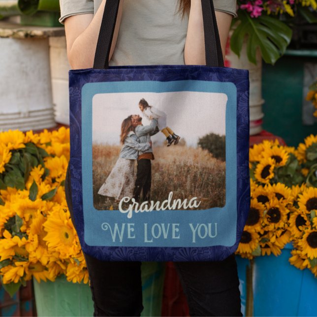 Chic Personalised Photo Text Grandma Mum Gift Tote Bag (Creator Uploaded)