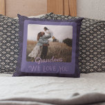 Chic Personalised Photo Text Grandparents Gift Cushion<br><div class="desc">Our Chic Personalised Photo Text Throw Pillow is a perfect way to add a personal touch to any space. With a customisable front side featuring your photo and text, and a customisable back side with a different photo and text, you can switch up the mood of your pillow as often...</div>