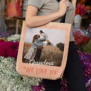 Chic Personalised Photo Text Grandparents Gift Tote Bag