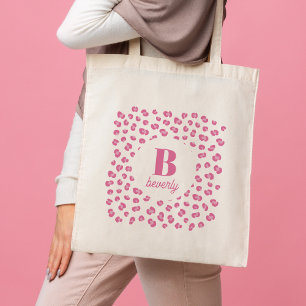 Chic Personalised Pink Leopard Print Tote Bag