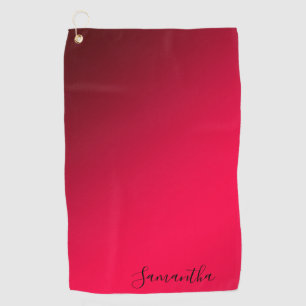 Chic Personalised Red Monogram Gift For Golfers  Golf Towel