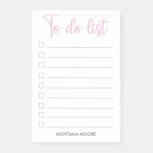 Chic Personalised To Do List Pink Handwritten Post-it Notes (Front)