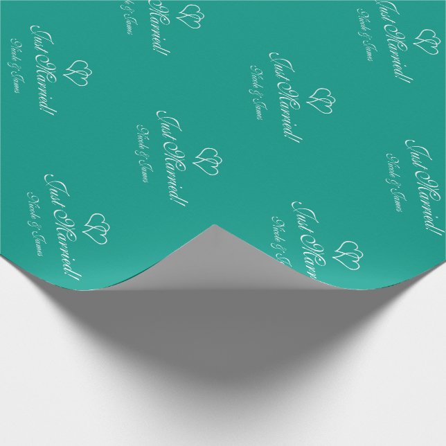 Chic personalised turquoise wedding wrappingpaper (Corner)
