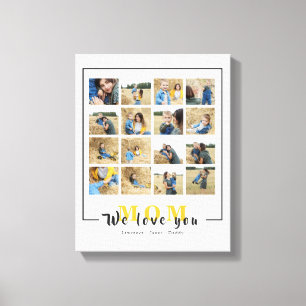 Chic Personalised We Love You Mum Photos Collage Canvas Print