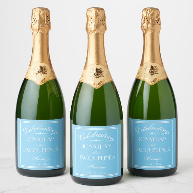 Chic Personalised Wedding Champagne Bottle Labels (Bottles)