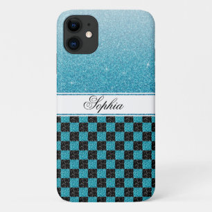 Chic Personalized Blue Sparkle Glitter Name Case-Mate iPhone Case