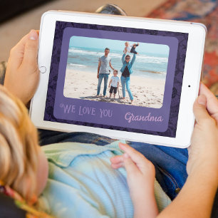 Chic Personalized Photo Text Grandma Gift Violet Poster
